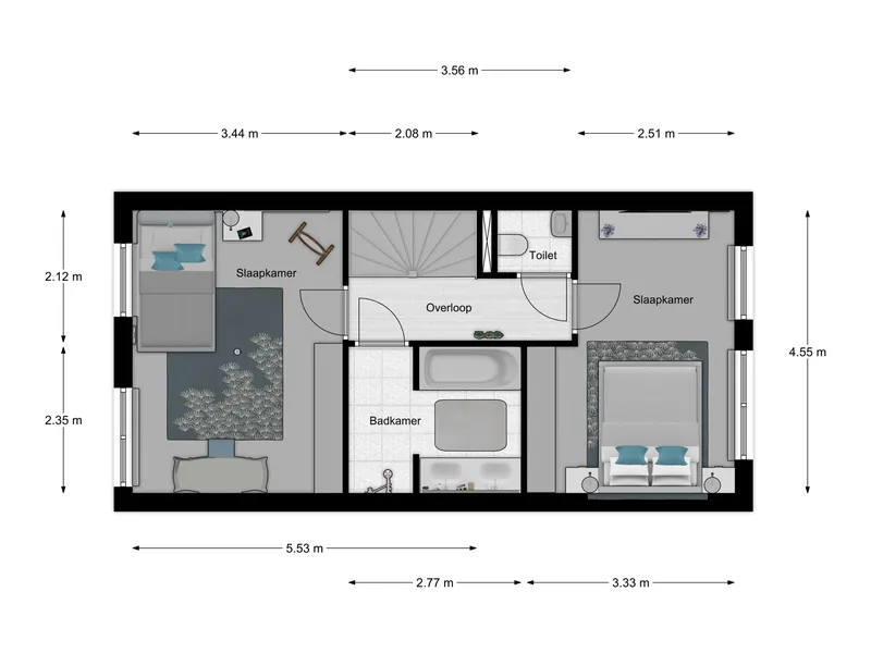 2D-plattegrond · Eerste verdieping