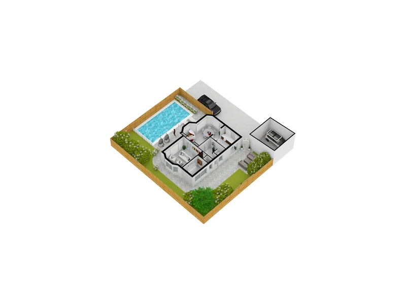 3D-plattegrond · Villa met zwembad