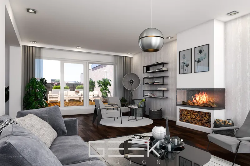 3D-interieur · Woonkamer
